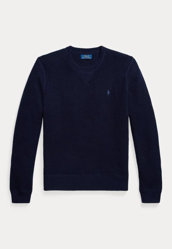 Вафельный шерстяно-хлопковый свитер-джемпер Polo Ralph Lauren, Hunter Navy — фото 4