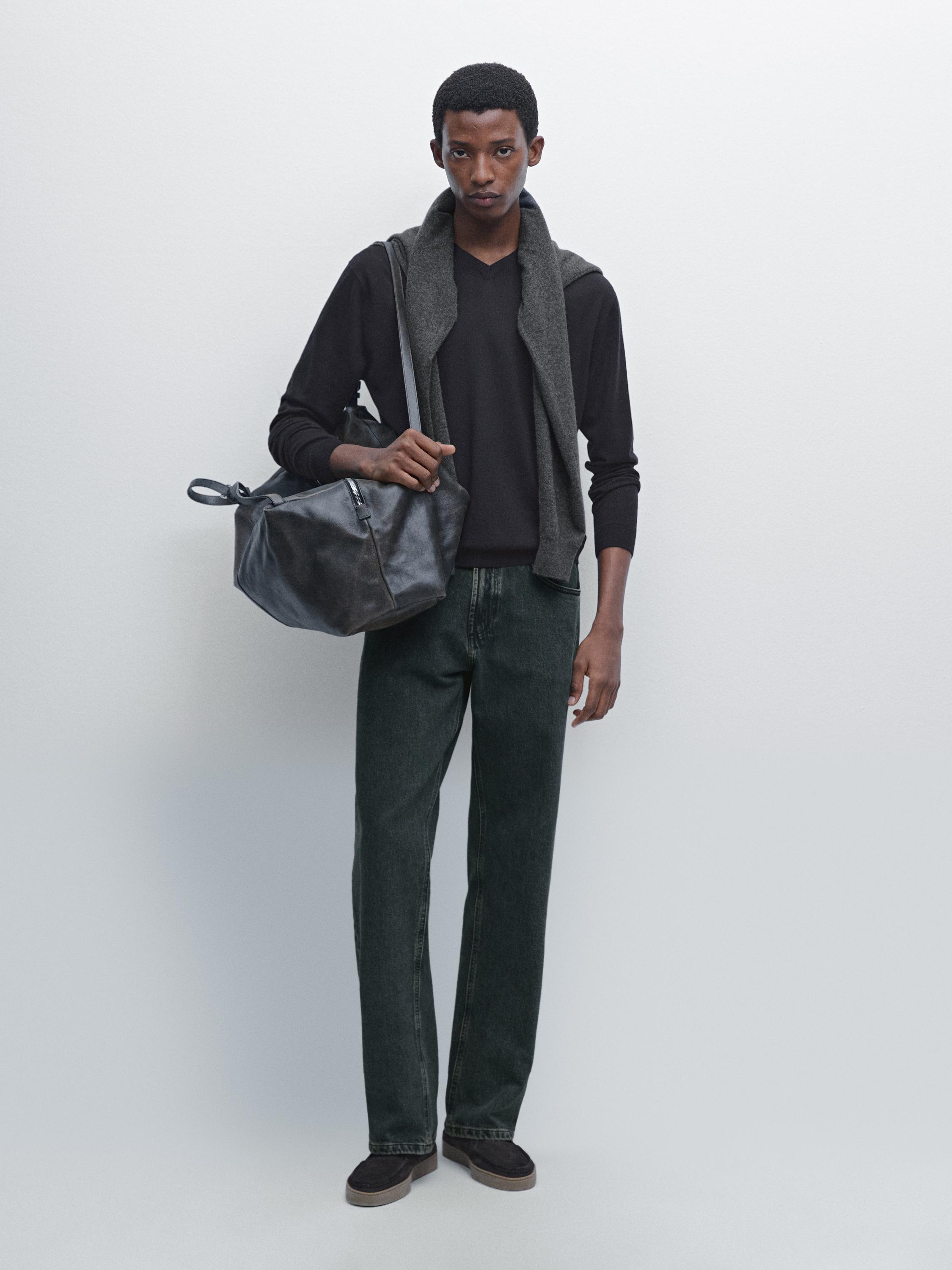 

Вязаный свитер из смесовой шерсти Massimo Dutti, темно-синий