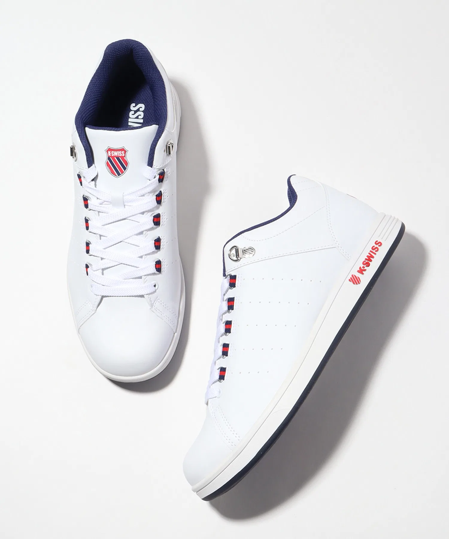 Мужские мид-топ кроссовки K-SWISS LOZAN с перфорацией белые