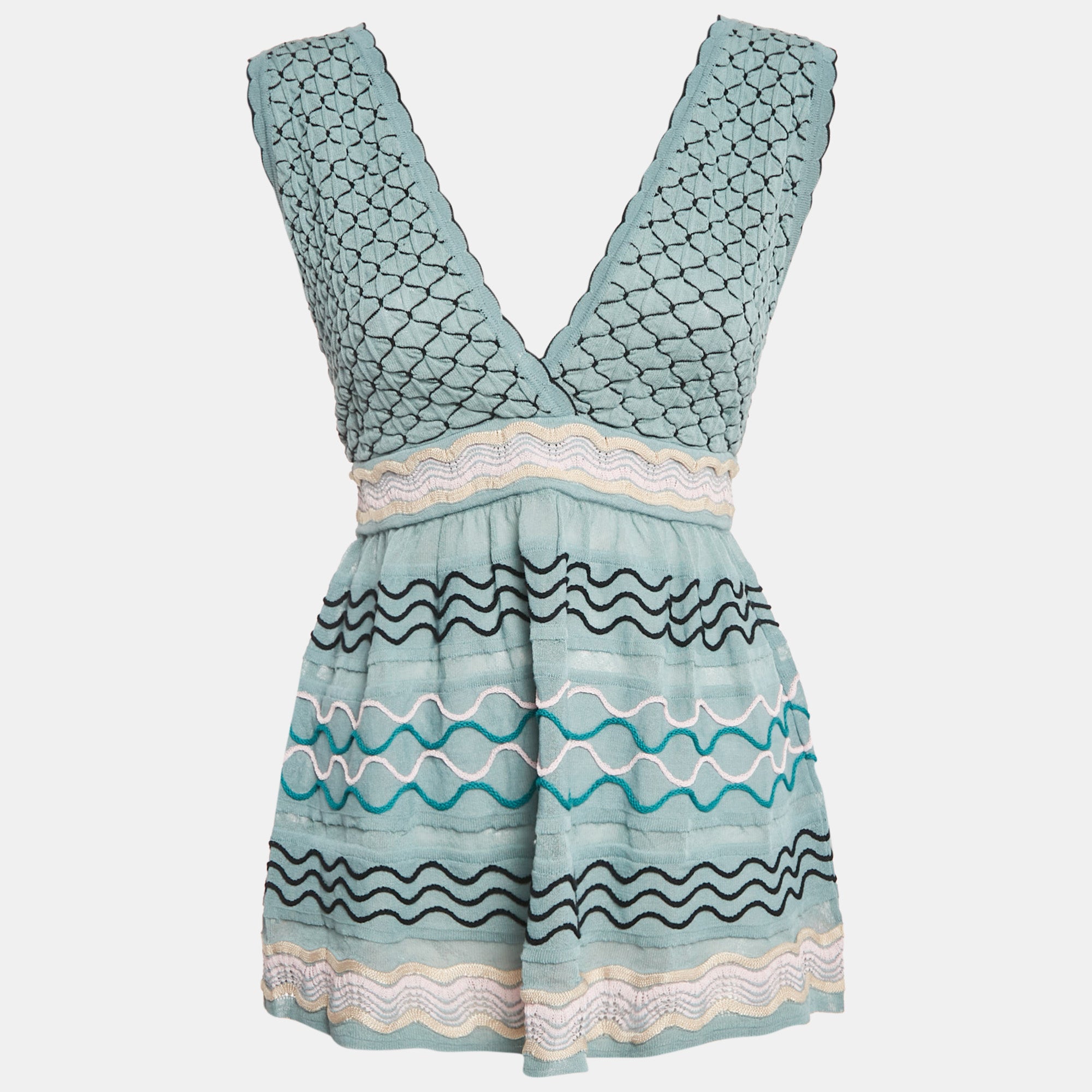 

Вязаный топ без рукавов M Missoni синего цвета с узором