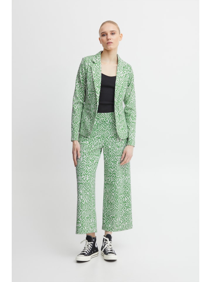 

ICHI Блейзер IHKATE облегающего кроя с принтом икат Greenbriar