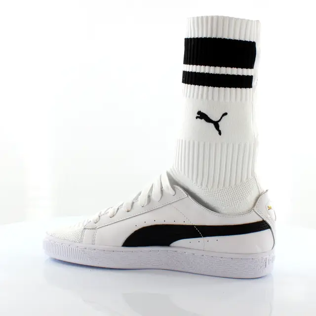 Белые текстильные женские кроссовки Basket Socks evoknit 365832 01 Puma, белый — фото 3