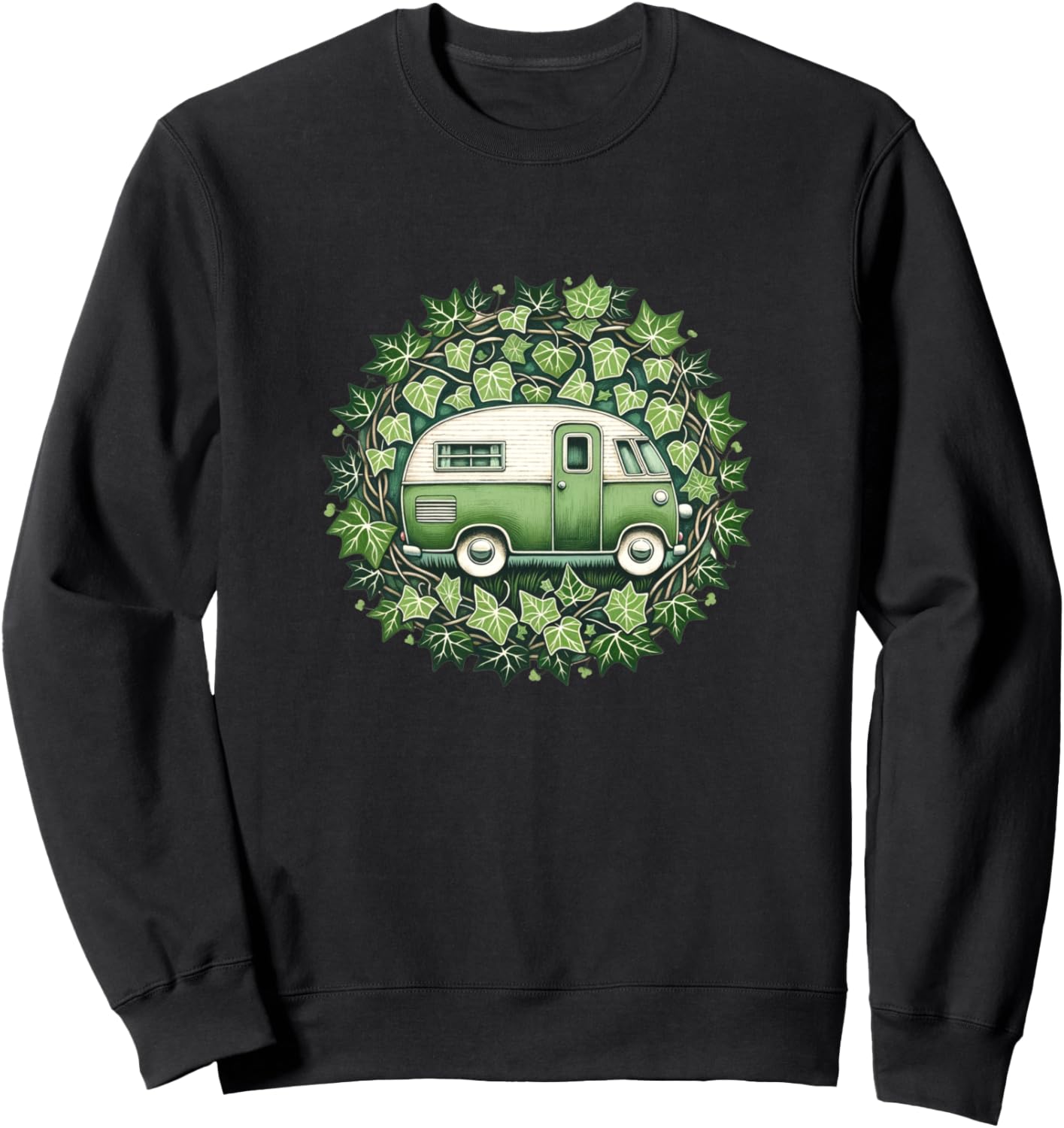 

Винтажная толстовка для кемпера-прицепа с рисунком английского плюща Floral Campers Bubb, черный
