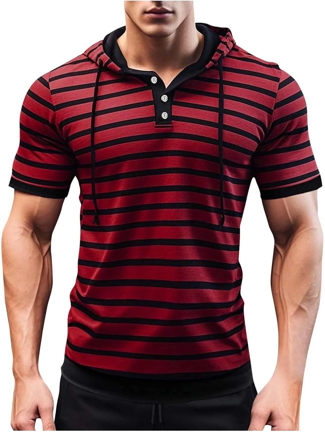 

Xiaojmake мужская полоскатая толстовка с капюшоном и застежкой-пуговицей