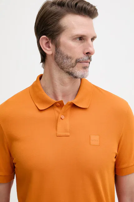 Футболка поло Passenger из мягкой ткани BOSS Orange, оранжевый — фото 4