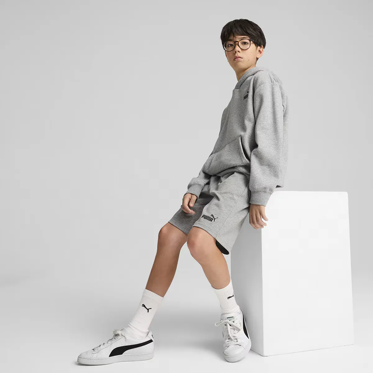 Детская футболка ESS No. 1 Логотип Джерси Шорты B Puma, серый — фото 3