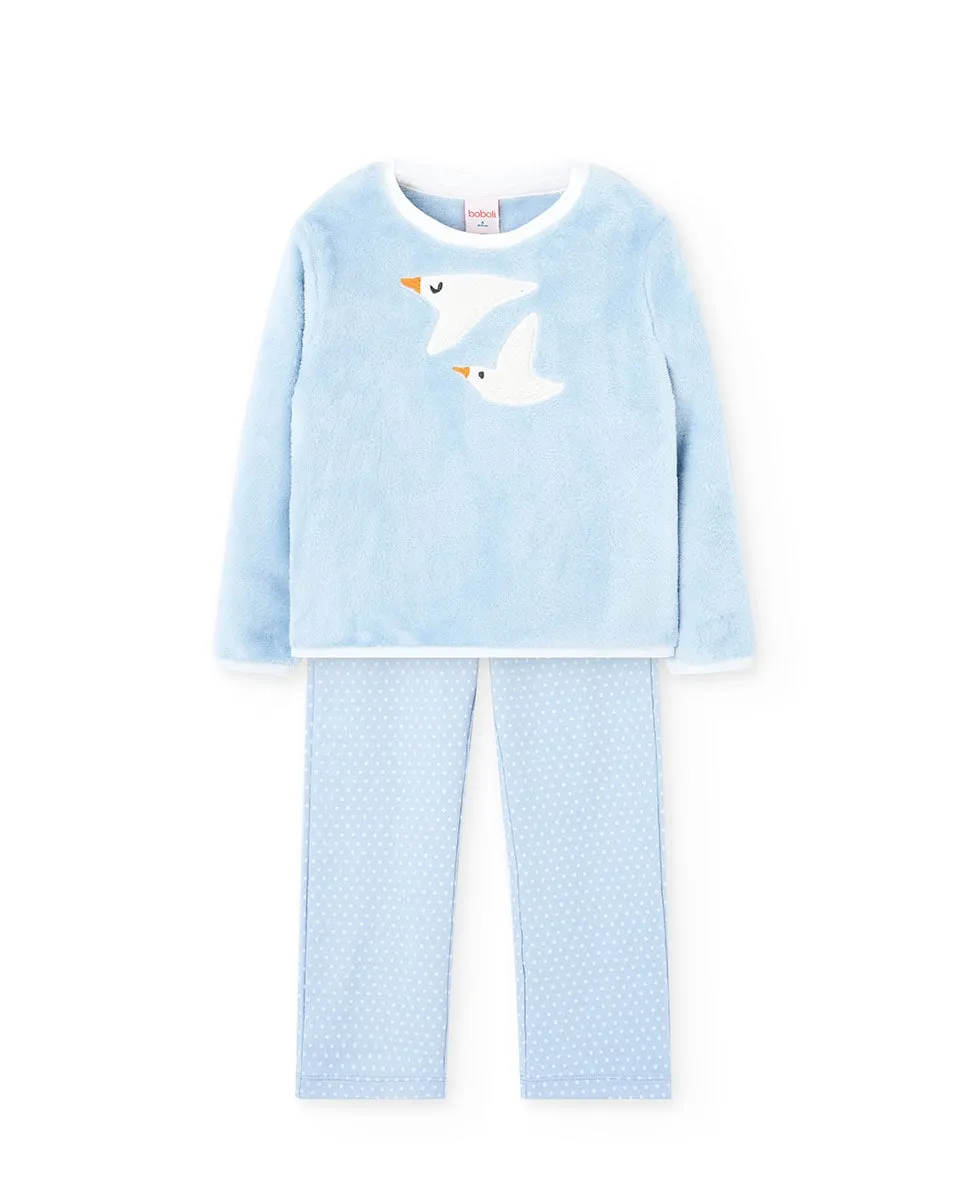 

Бархатная пижама для малыша с длинным рукавом Boboli, светло-голубой