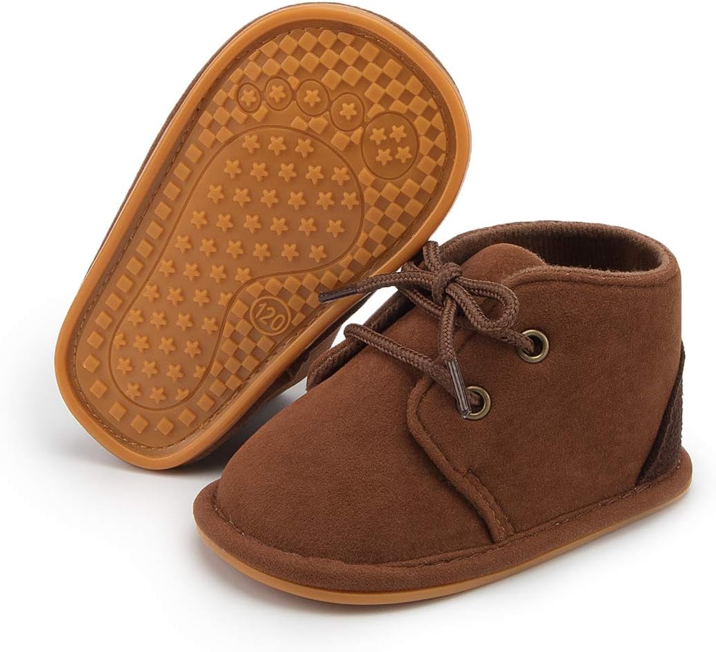 

Детские универсальные теплые зимние ботинки для новорожденных, кожаные, с мехом, на шнуровке, с противоскользящей резиновой подошвой, первые шаги, зимние башмачки для малышей Zoolar, A3 Brown