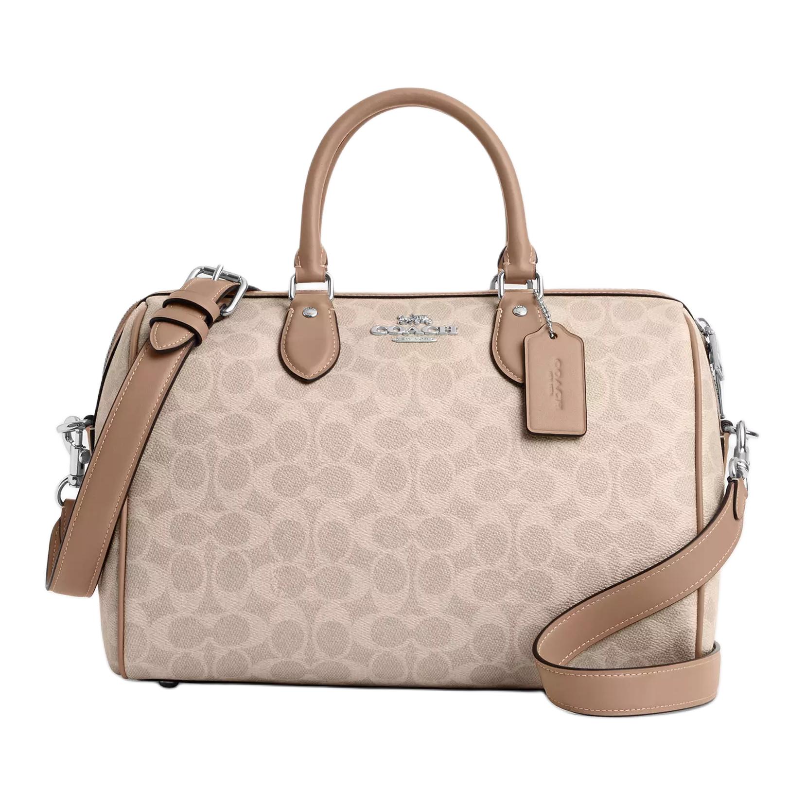 

COACH Рюкзак Rowan из прорезиненной ткани через плечо на одно плечо большие женские песочные