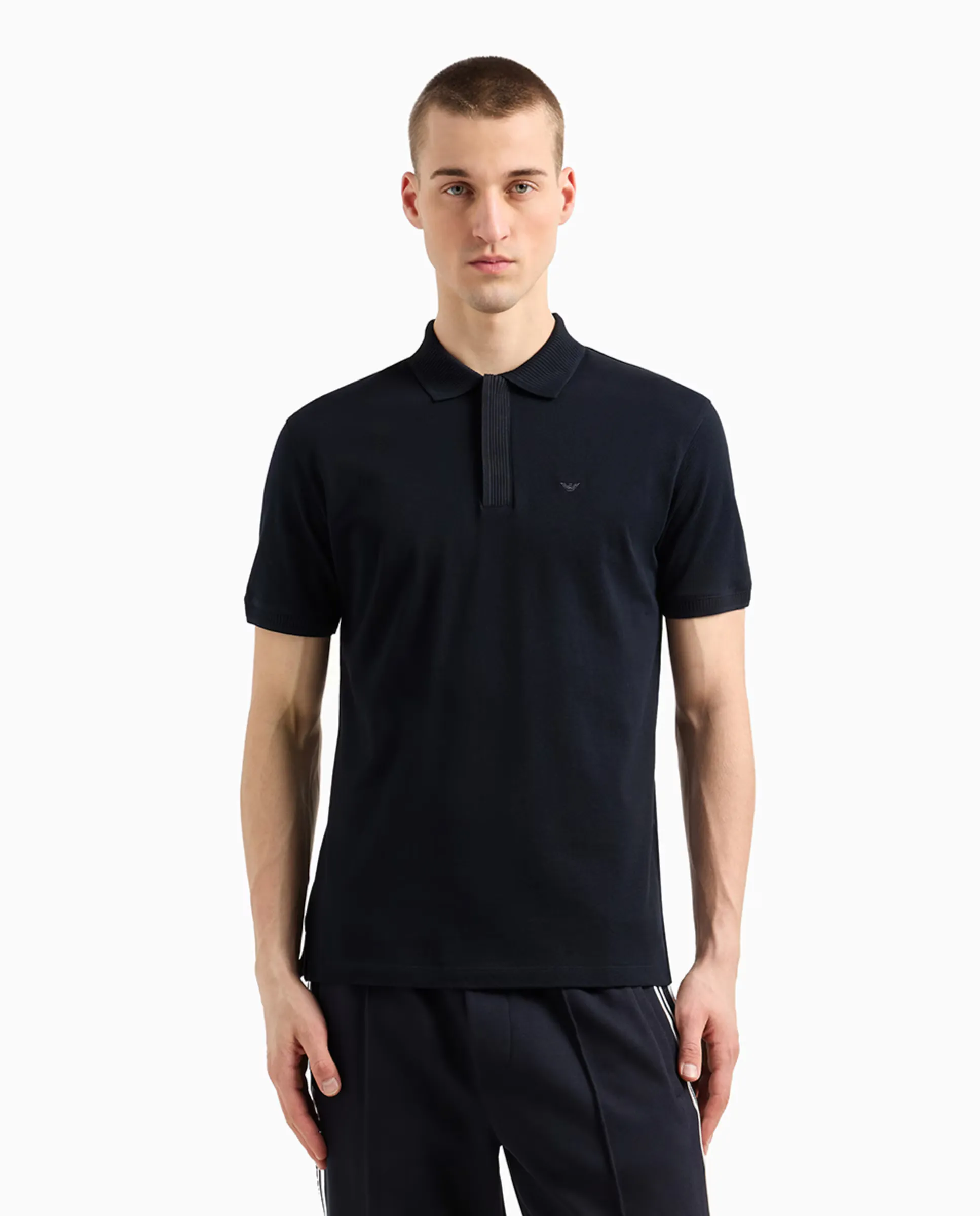 

Мужская поло с коротким рукавом, классический крой Emporio Armani, темно-синий
