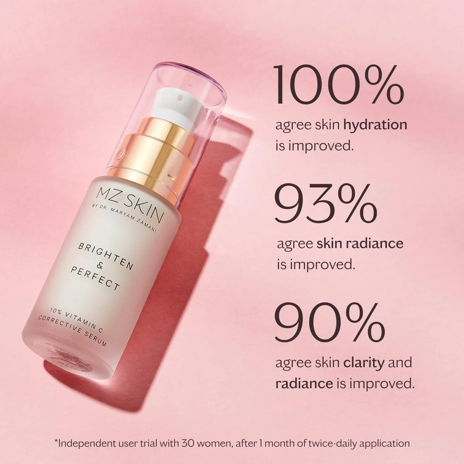 MZ SKIN Brighten & Perfect Vitamin C Serum 1.01 fl oz - 10% осветляющее средство от темных пятен и пигментации для сияющей кожи с транксамовой кислотой Mz Skin By Maryam Zamani Md, brown — фото 4