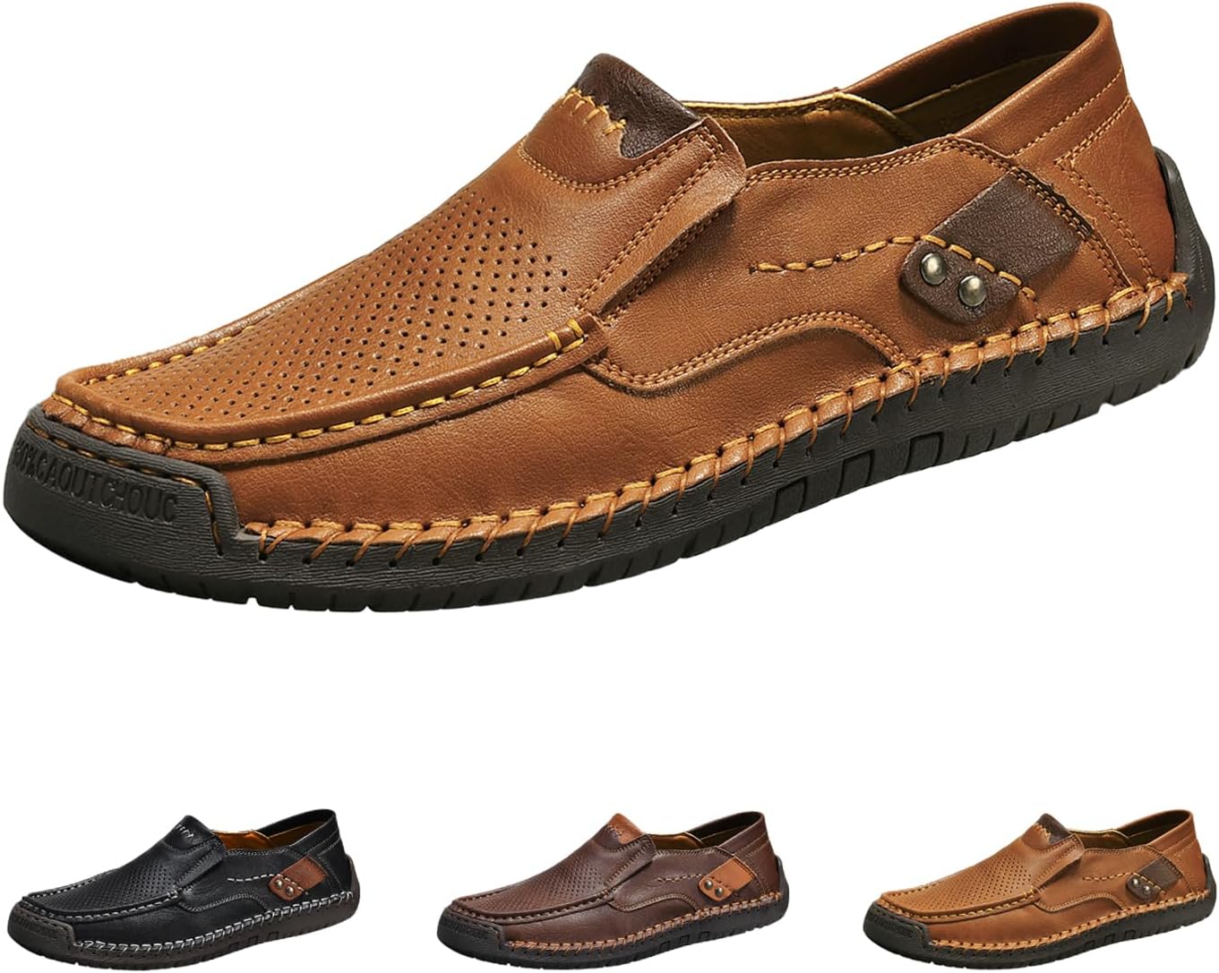 

Мужские кожаные туфли и прогулок, винтажные легкие удобные слипоны, плоские мокасины, оксфорды, повседневные лодочные лоферы Hneowgn, желтый