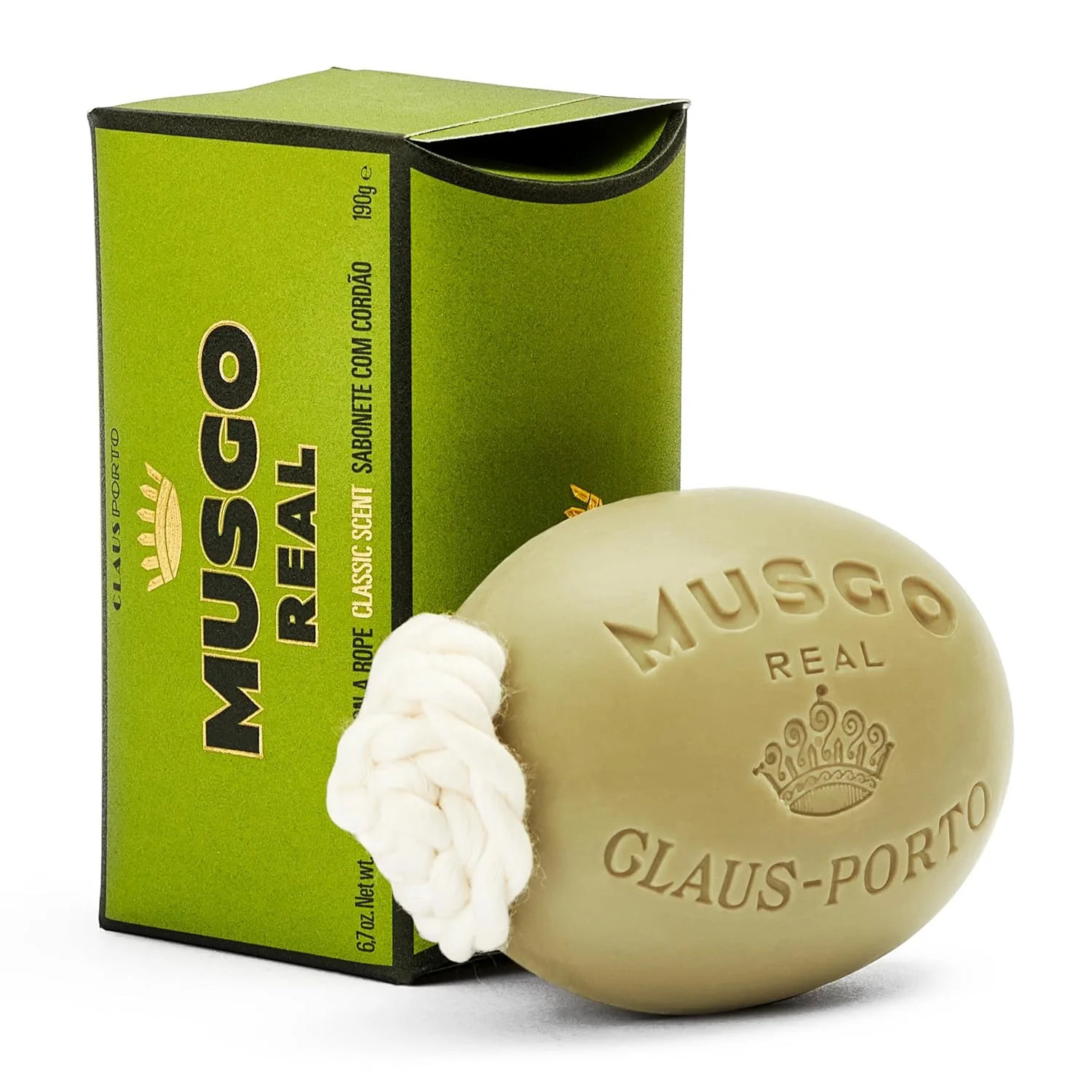 Мыло на веревке Claus Porto Musgo Real Classic Scent с древесным ароматом и фиалкой, на основе экстракта грецкого ореха и растительных масел, 190 г
