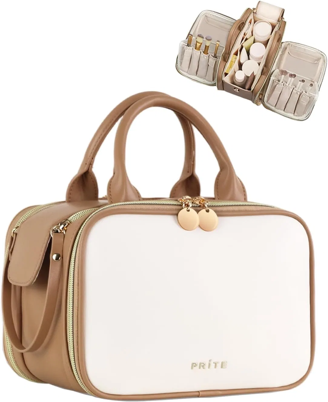 Дорожная косметичка с держателем для кистей от Prite Prite, Beige Brown