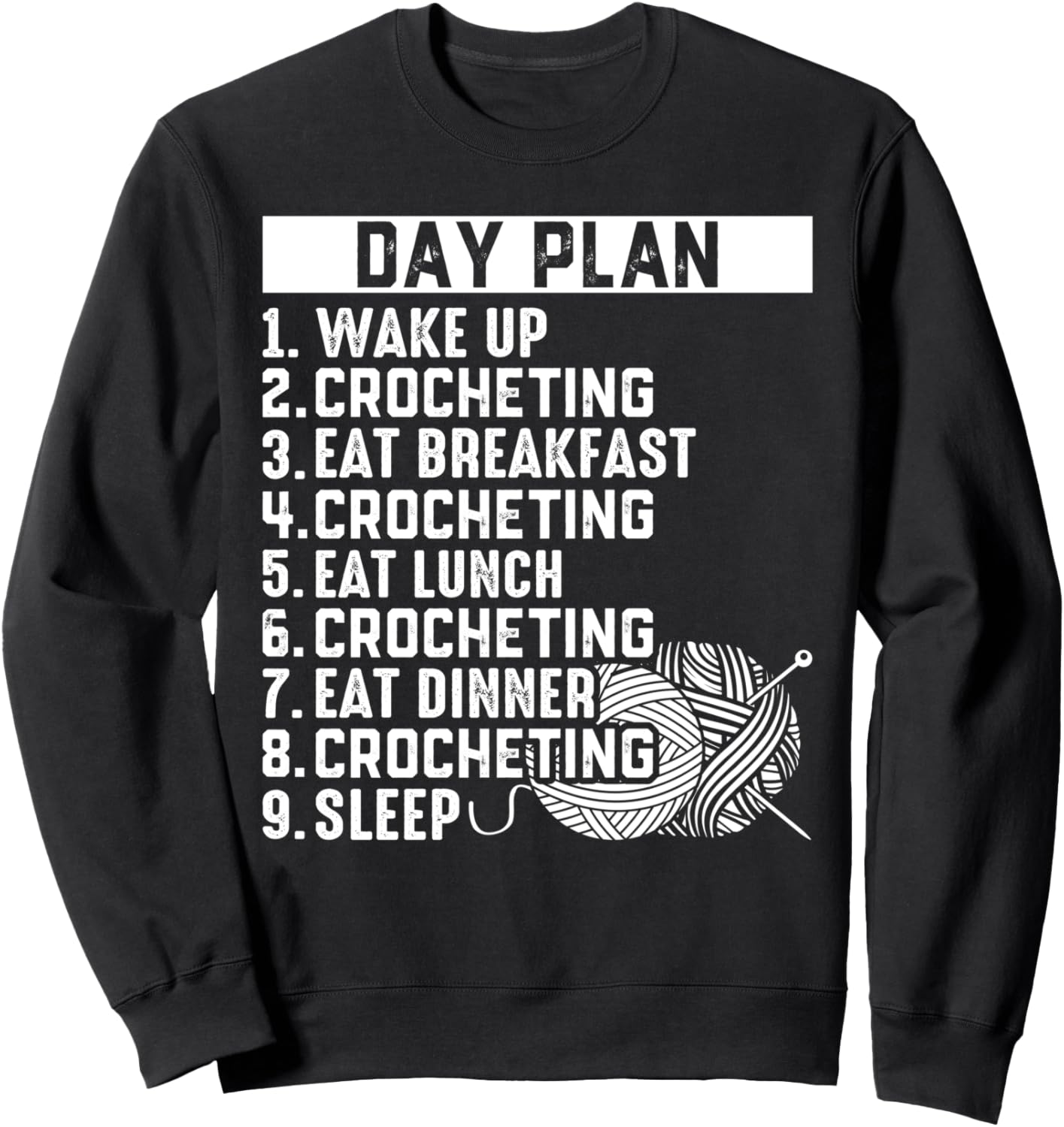 

Вязание крючком - Мой идеальный день - Толстовка с планом дня, связанным крючком Funny Crochet Lover, черный