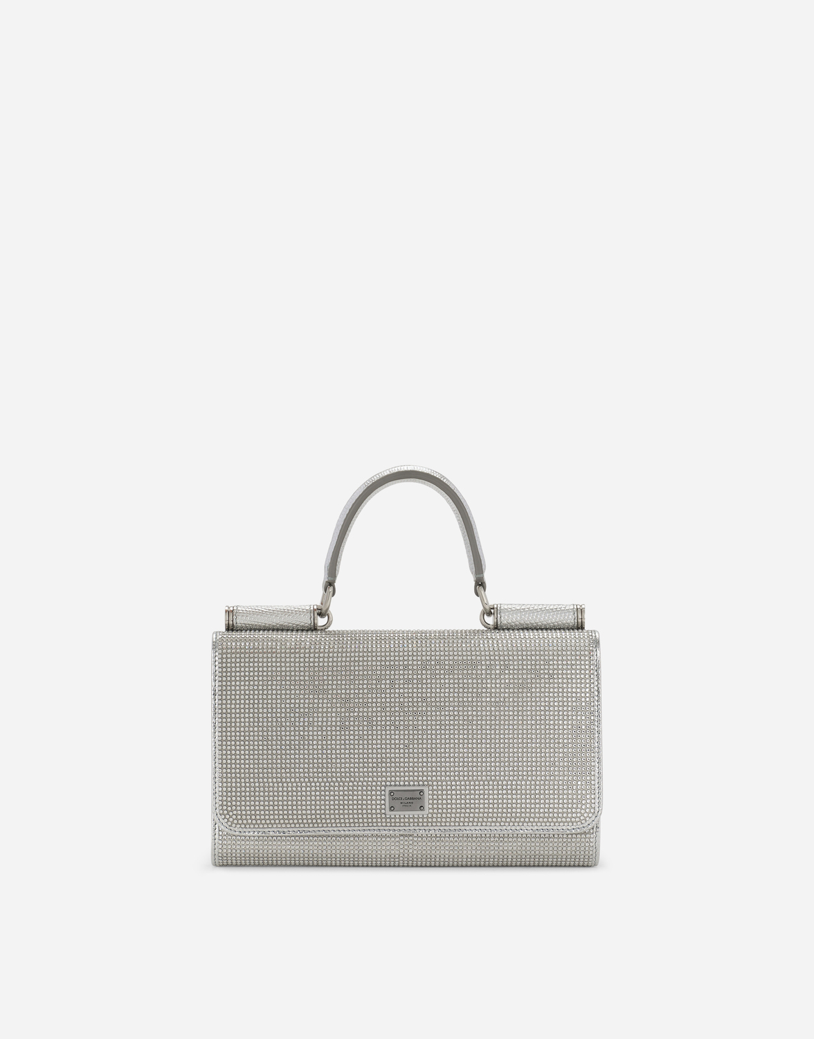 

Атласная сумка для телефона с термоклеевыми стразами Dolce & Gabbana, серебряный