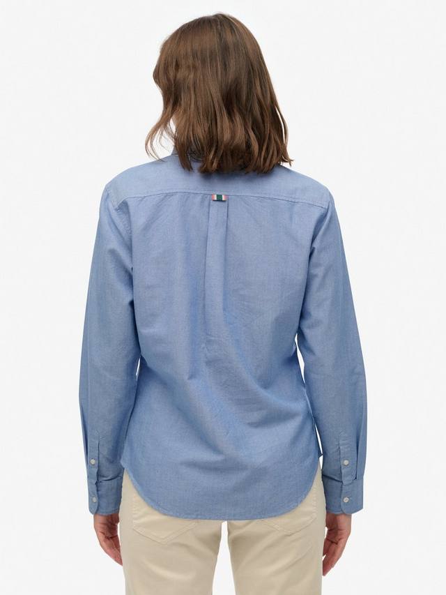 Стройная оксфордская рубашка с длинными рукавами на пуговицах Superdry, Blue Chambray Oxford — фото 2