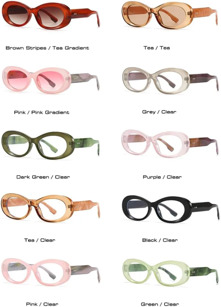 

Популярные модные овальные женские солнцезащитные очки класса люкс, винтажные мужские солнцезащитные очки с градиентной расцветкой в ​​стиле панк SZVVBKK, Pink Clear