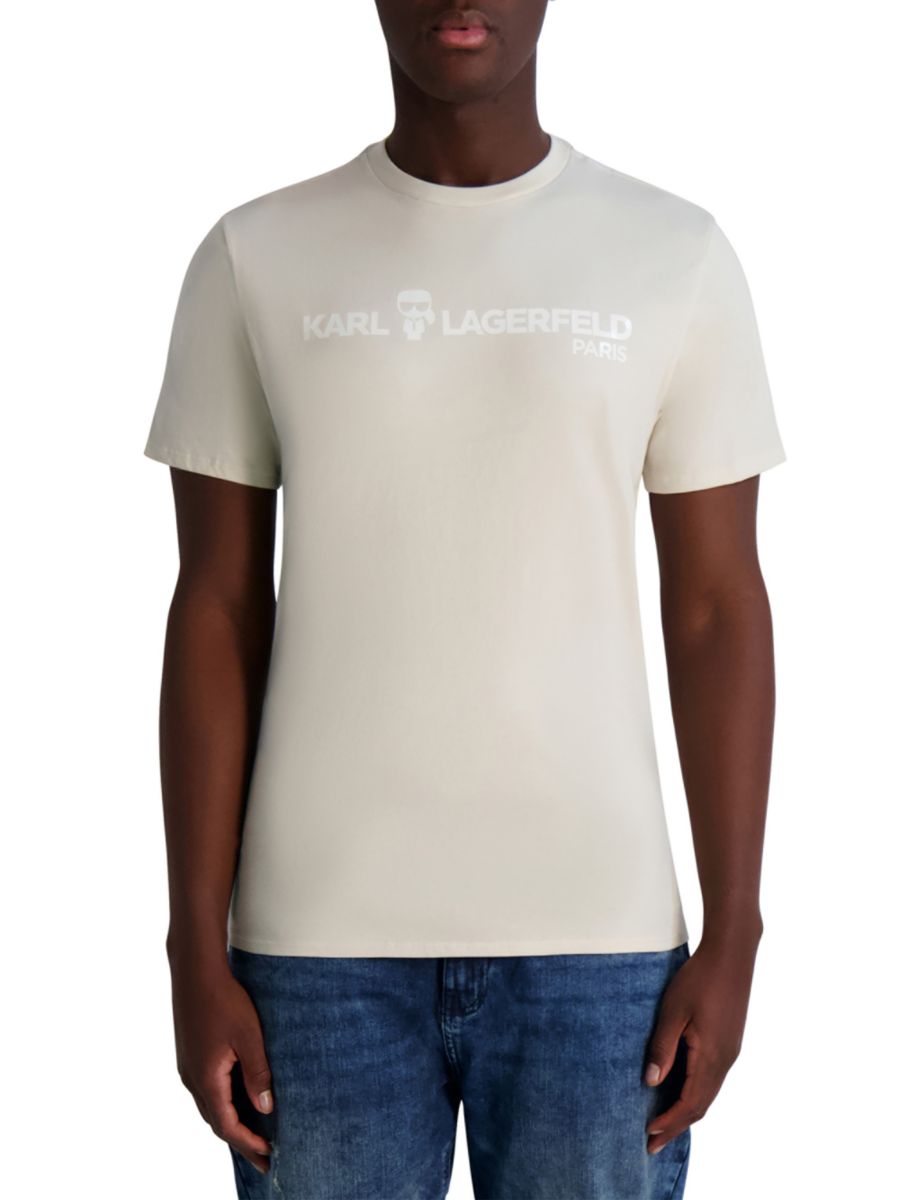 

Хлопковая футболка с логотипом Karl Lagerfeld Paris, цвет Light Beige
