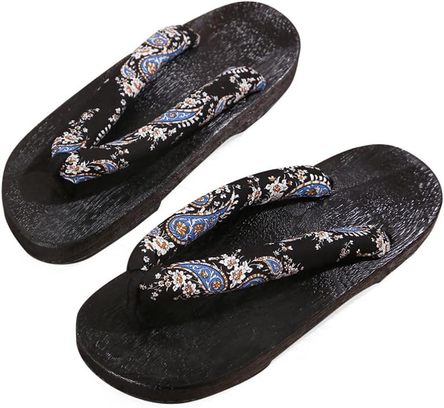

Мужские и женские тапочки YCZHD Flip Flop, японские традиционные деревянные сандалии-гэта, классические деревянные туфли, стиль для дома и улицы, повседневные, антискользящие, с цветочным рисунком (Размер: EU 41, Цвет: B1), EU 41 B+4