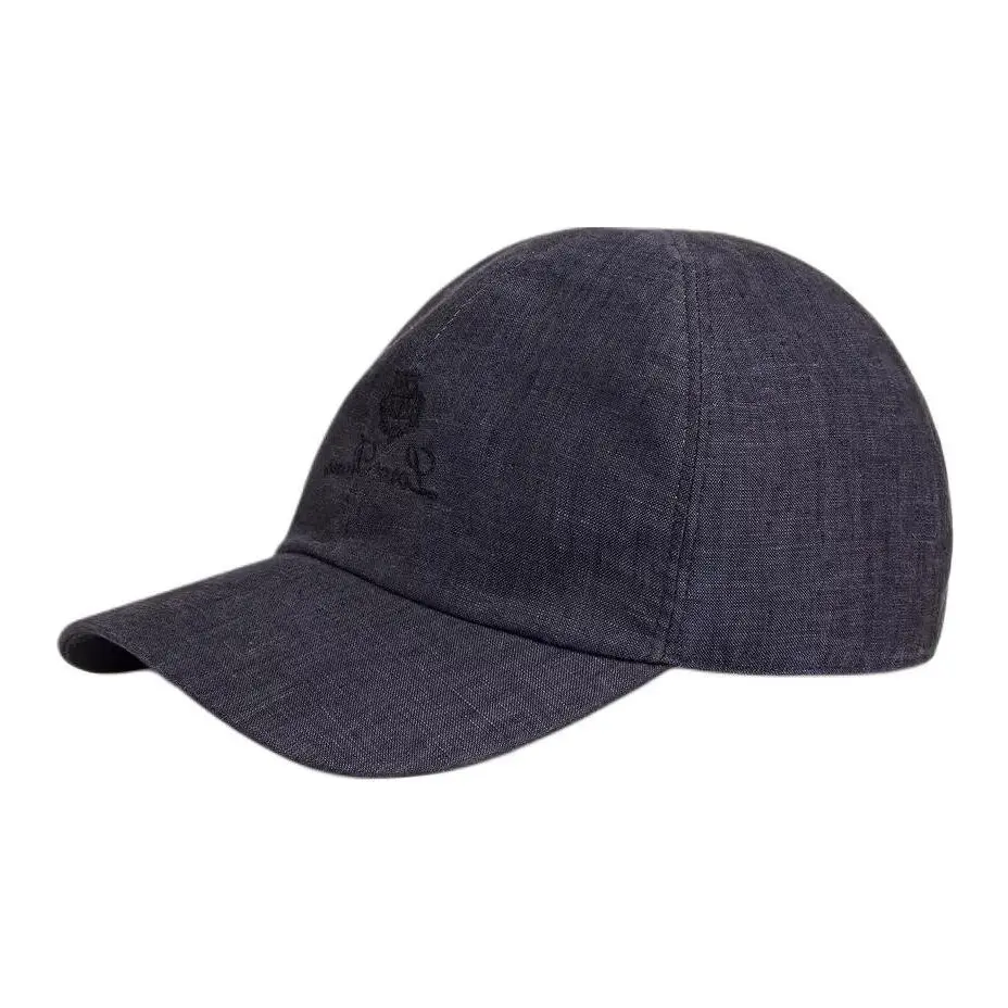 

Loro Piana Хлопковая бейсболка с элементами льна ацетата и атласа металлического цвета унисекс черная, Black