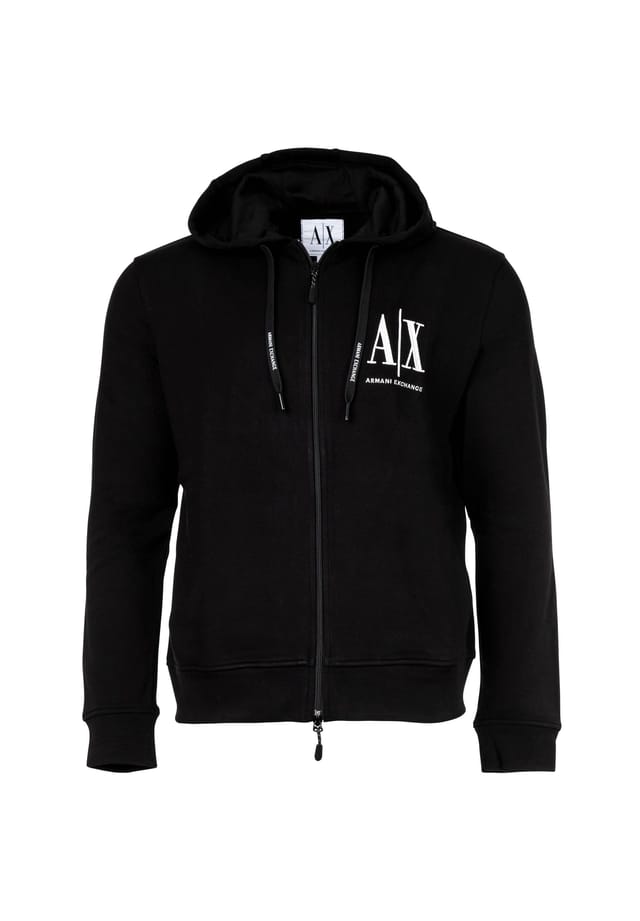 

Куртка - толстовка с капюшоном хлопок однотонная Armani Exchange, черный