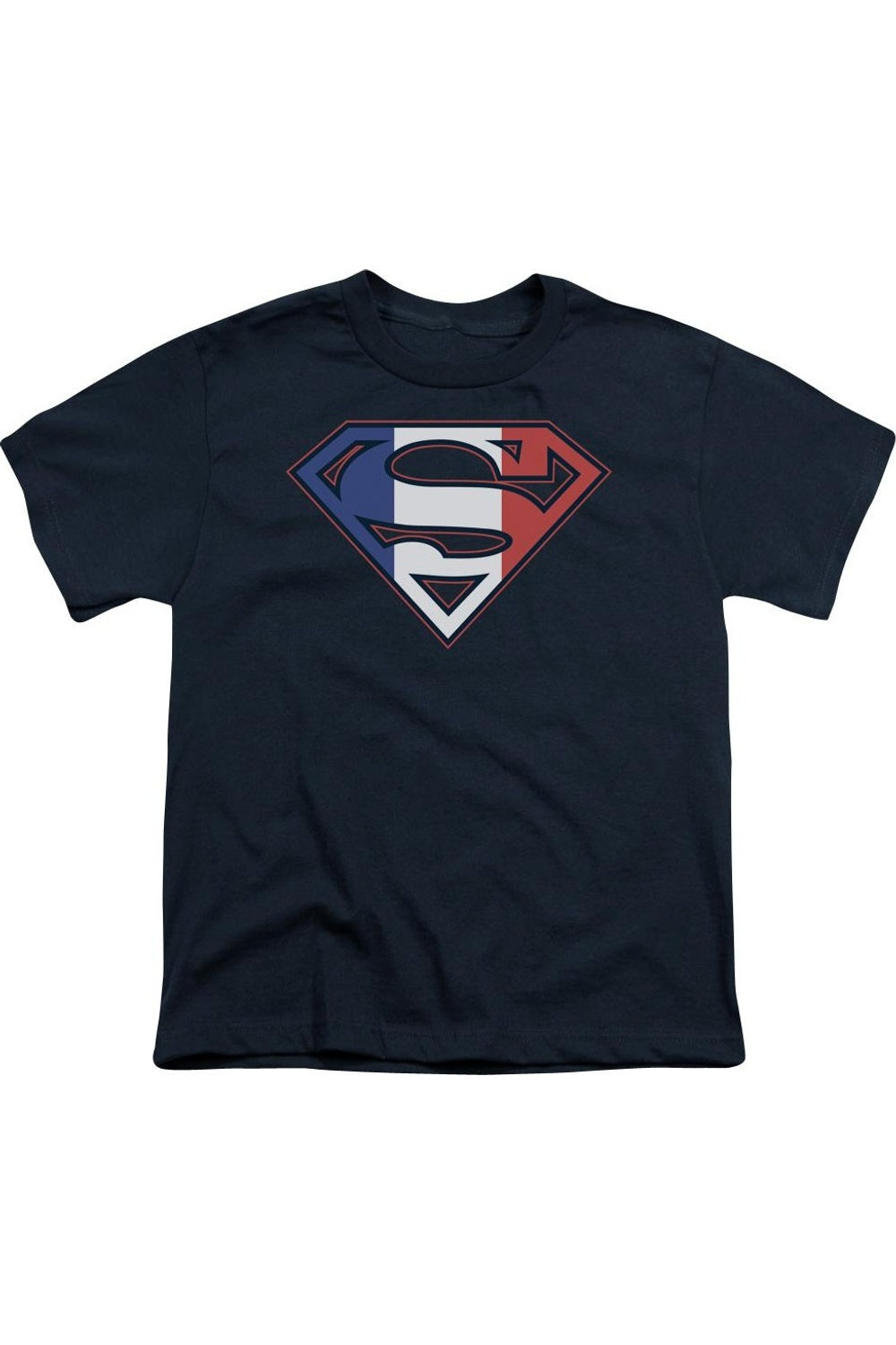 

Футболка с коротким рукавом для детей "Superman" с французским щитом Gildan, темно-синий