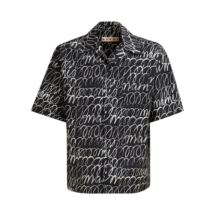 

Рубашка Marni Boxy Fit Tropical Bowling Shirt Black, черный