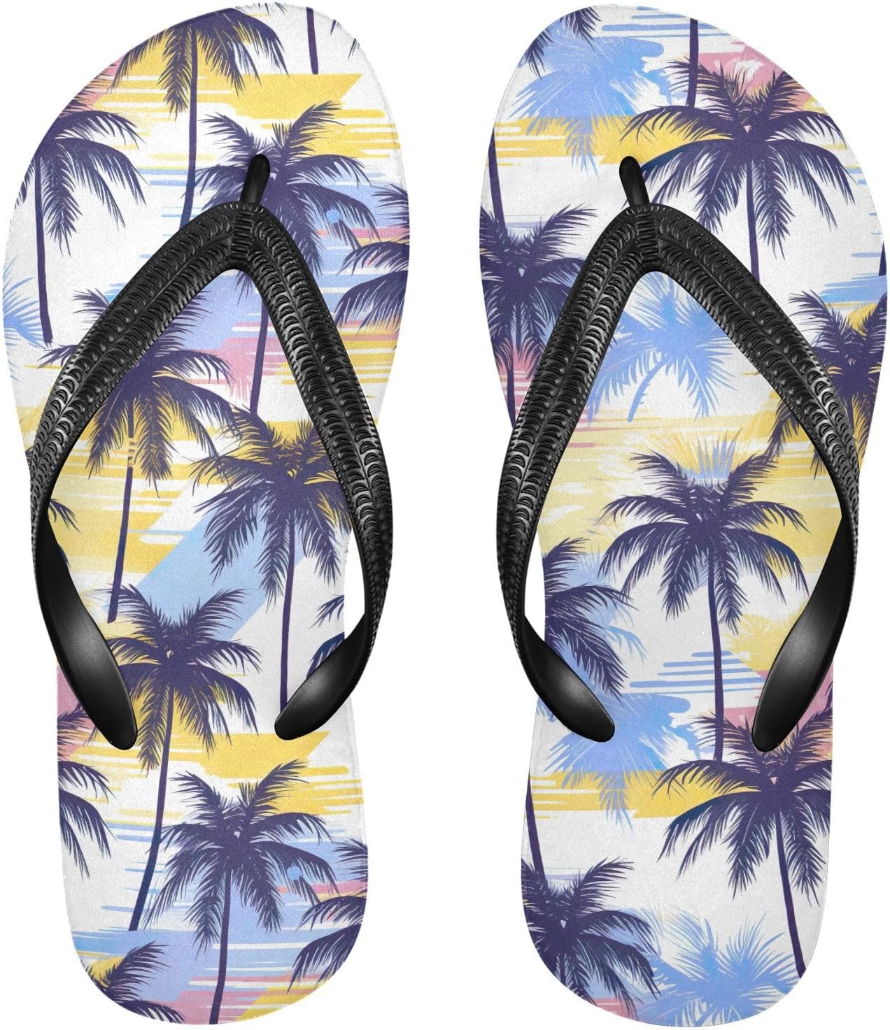 

Женские и мужские шлепанцы SPRIPORT Palm Tree Blue Slim с тонкой подошвой, удобные повседневные сандалии на танкетке с амортизирующей стелькой и нескользящей резиновой подошвой, для улицы, пляжа и летних прогулок, Multicoloured