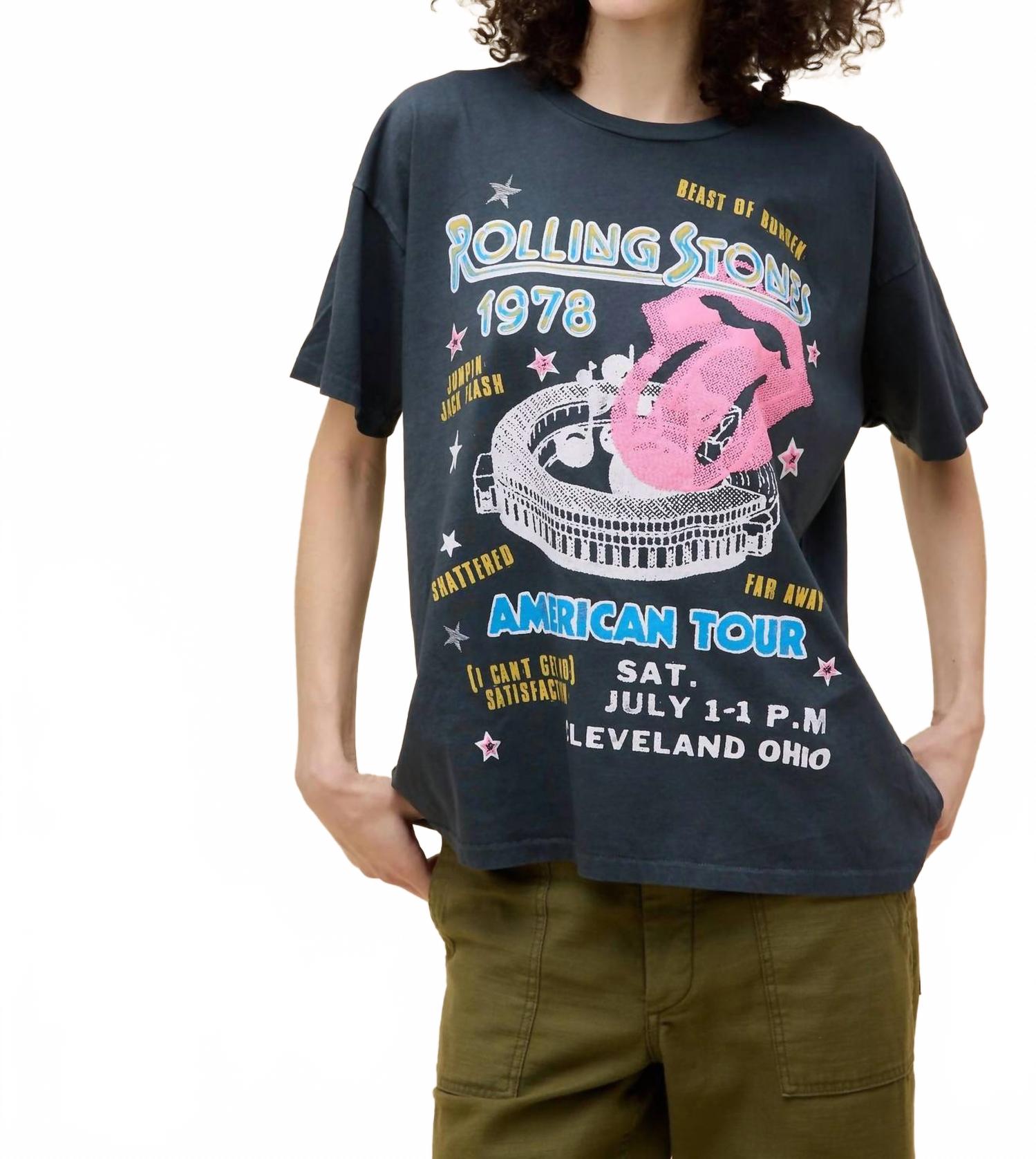 

DAYDREAMER Футболка Rolling Stones с американского тура 1978 года, черная, Черный, DAYDREAMER Футболка Rolling Stones с американского тура 1978 года, черная