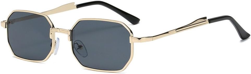 

Модные прямоугольные солнцезащитные очки 2027 года для женщин и мужчин, металлические, для вождения, классические очки с защитой от УФ-излучения UV400 MTZJH, Gold Grey