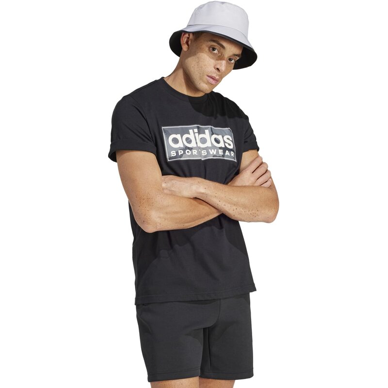Футболка с камуфляжным линейным рисунком Adidas, черный — фото 4