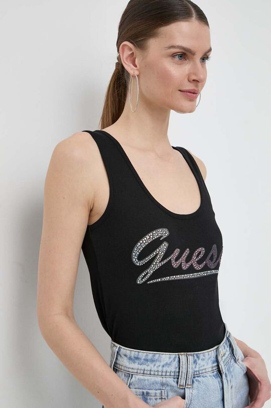 

Хлопковый топ с логотипом Guess, черный