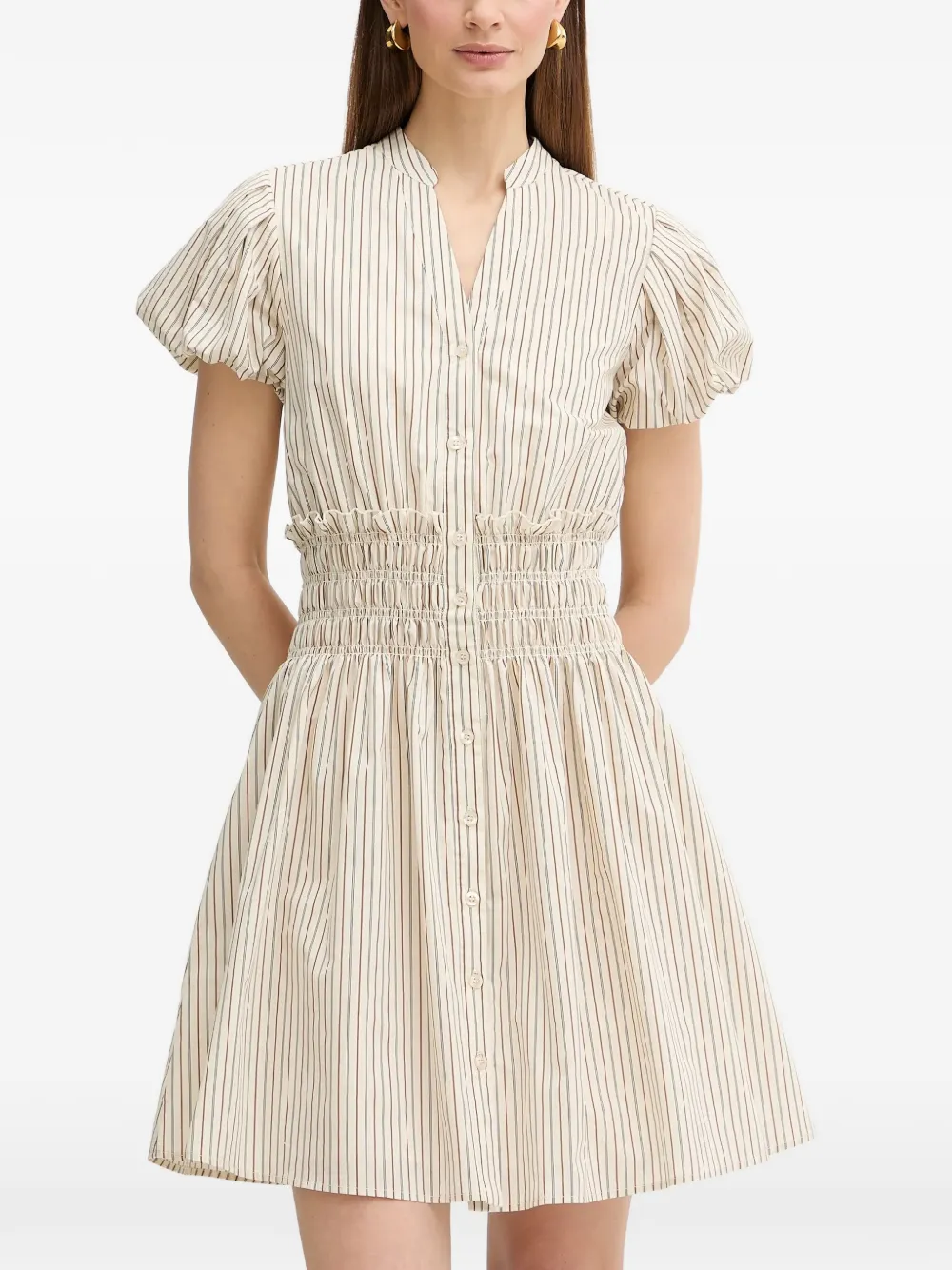 

Полосатое платье мини с короткими рукавами Fracomina, бежевый