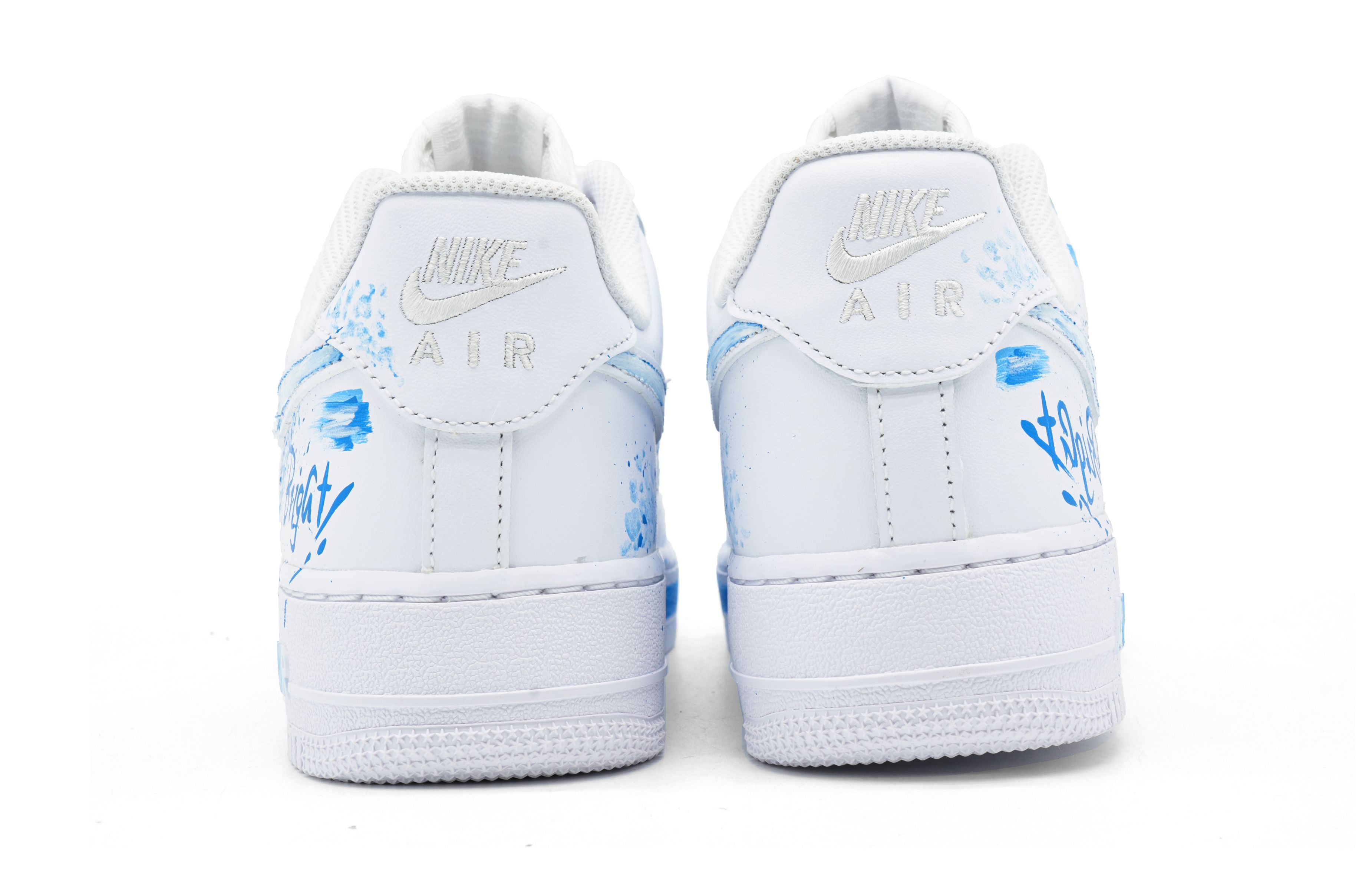 Nike Кроссовки для скейтбординга Air Force 1 Fun Graffiti Low top для подростков бело-синие — фото 4