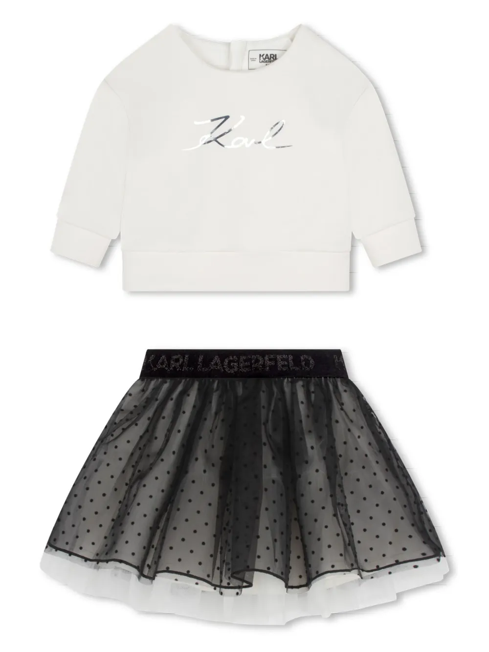 

Комплект из пышной юбки и футболки с логотипом KARL LAGERFELD KIDS, белый