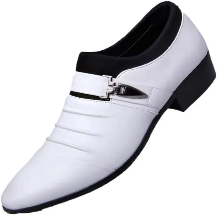 Мужские классические туфли New British Mens Slip On Leather Lace For Men Generic, White