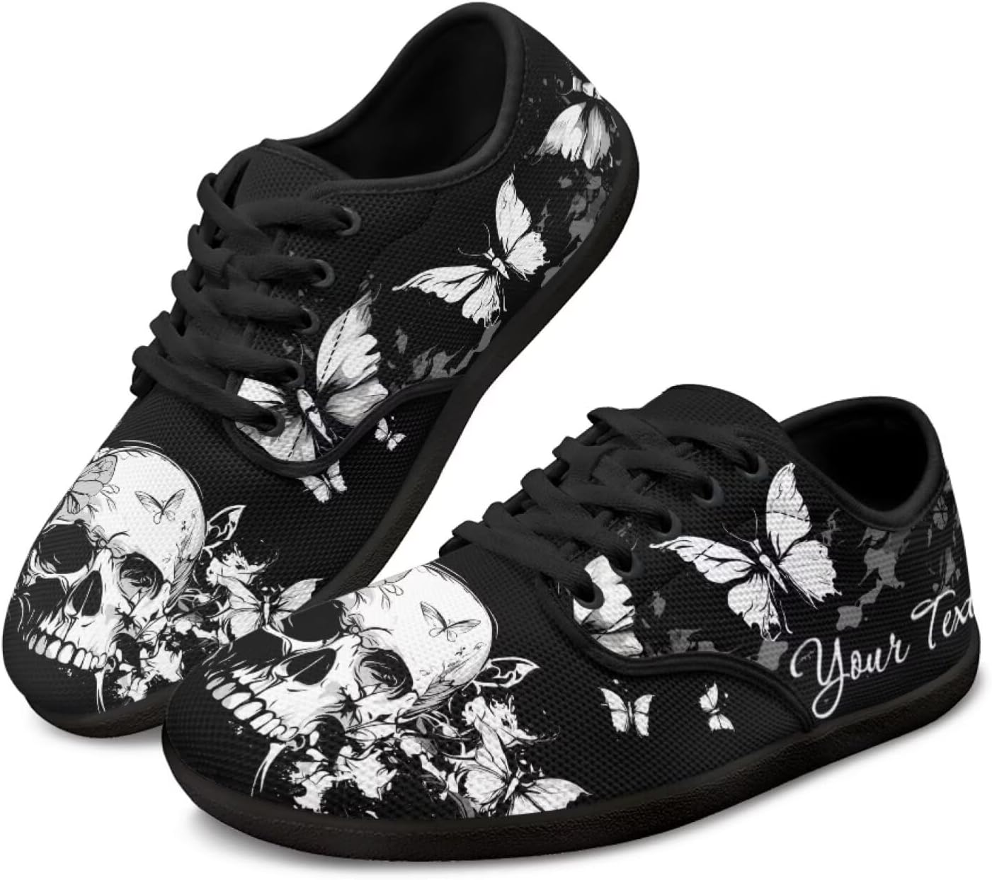 

Персонализированные кроссовки с изображением черепа для бега, тенниса, для женщин и мужчин, лоферы для вождения, плоские кроссовки для ходьбы Ecaestolph, черный