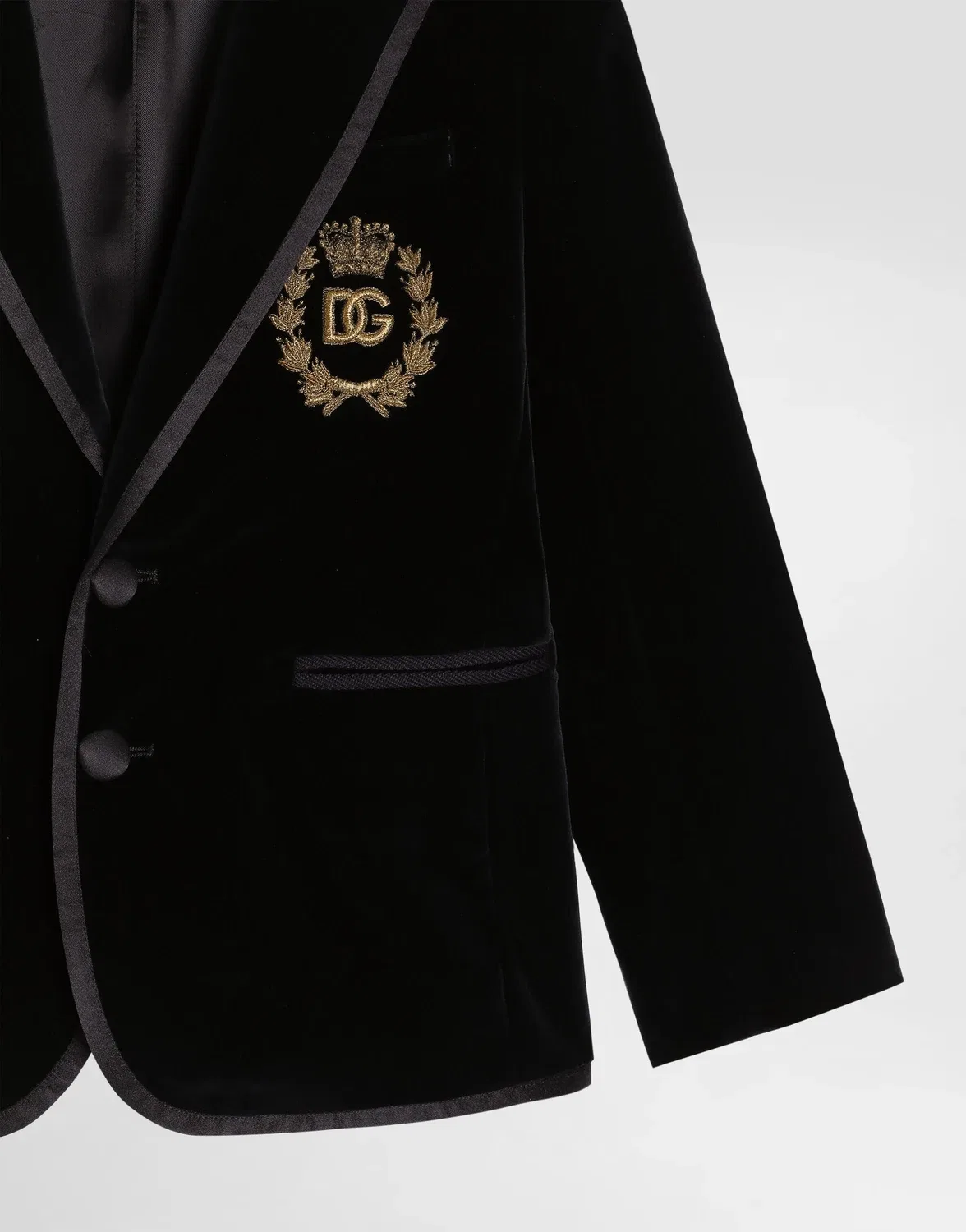 Вельветовый однобортный пиджак DOLCE & GABBANA, синий — фото 3