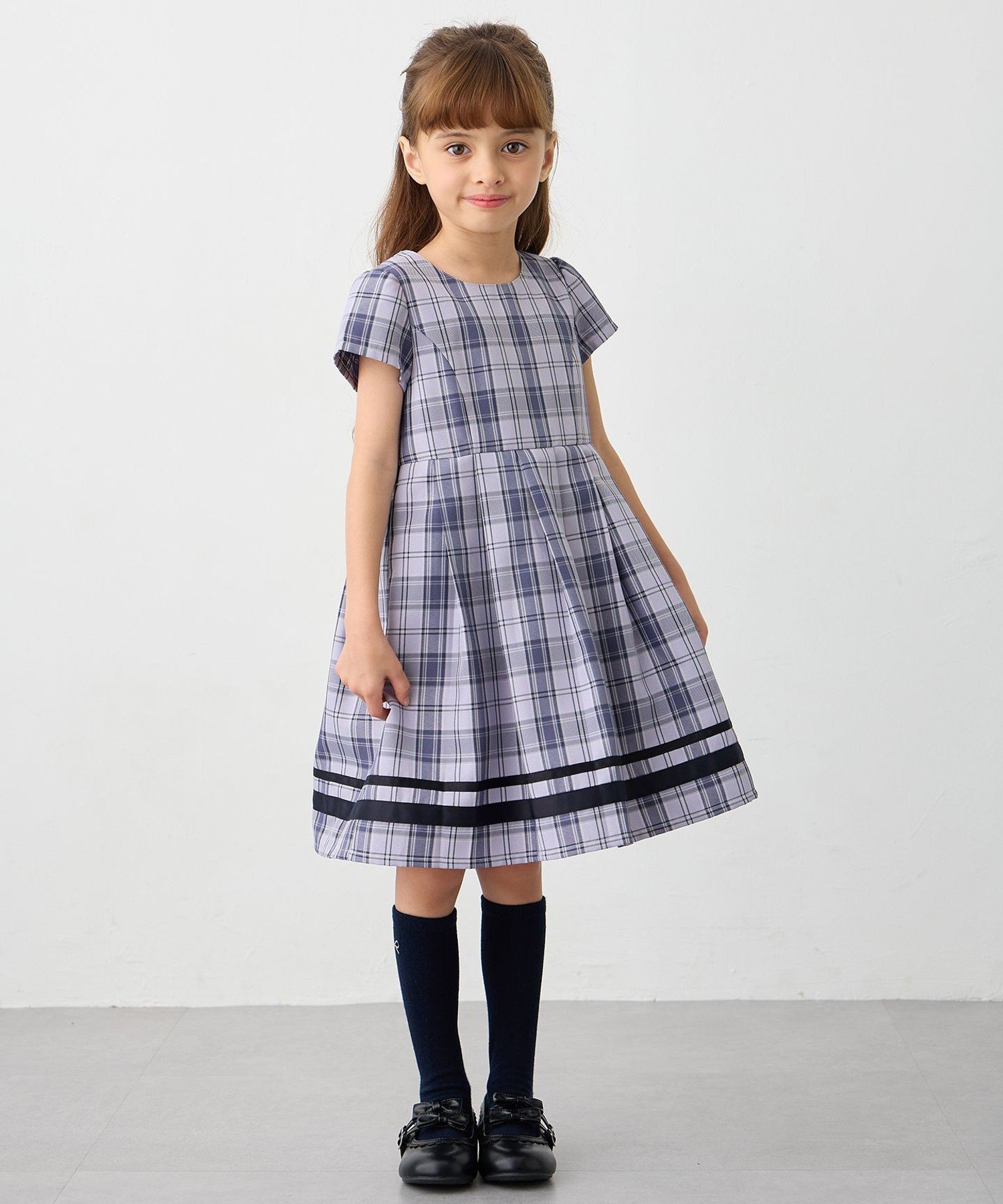 Матросская куртка + клетчатое платье ANY KIDS, Navy [075] — фото 4