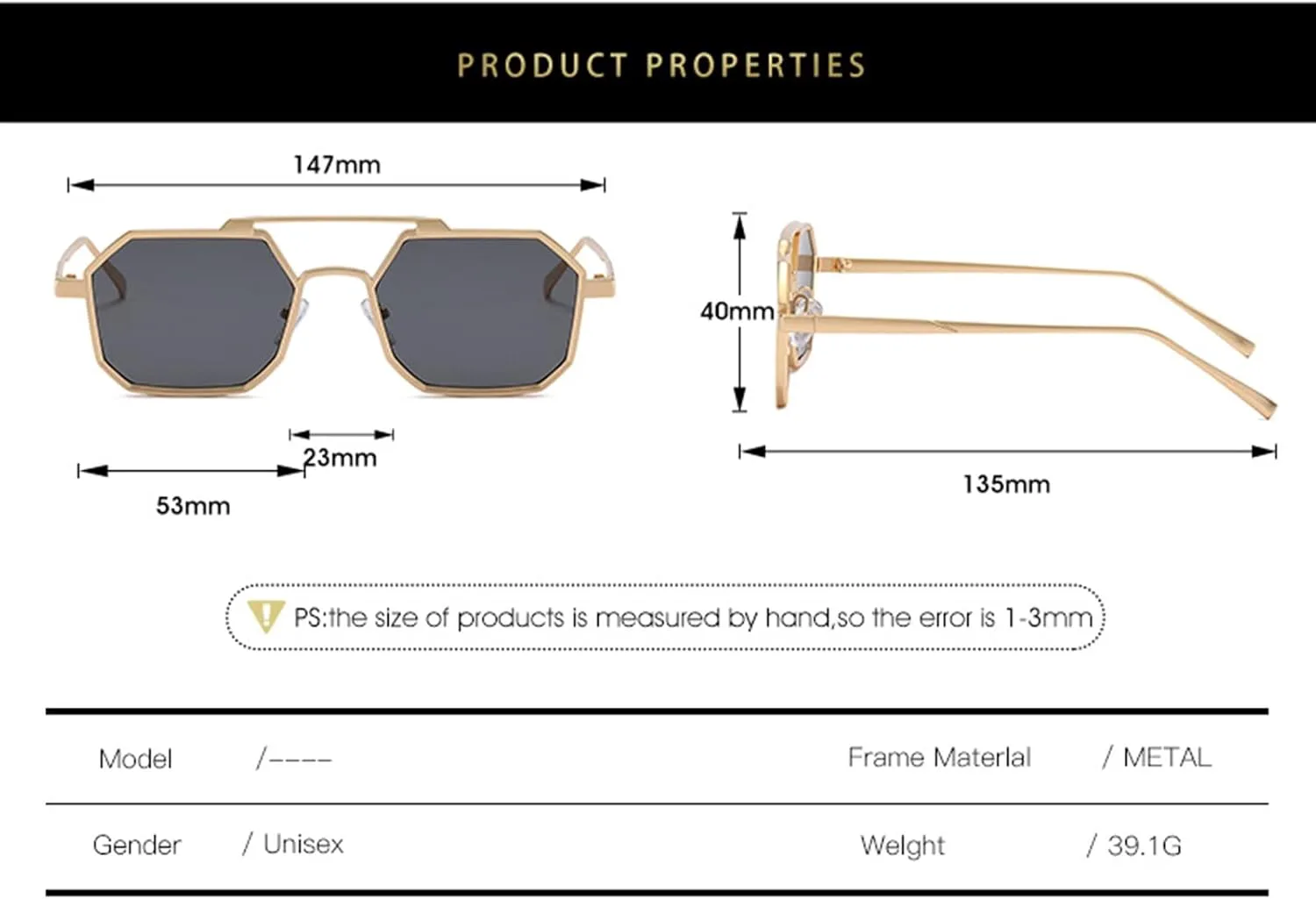 

Модные солнцезащитные очки в квадратной оправе для уличной стрельбы, подходящие как для мужчин, так и для женщин (цвет: A, размер: средний) MTZJH, One Color
