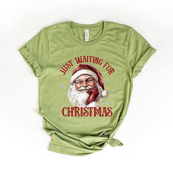 

Футболка с принтом "Just waiting for christmas santa" Simply Sage Market, Light Green