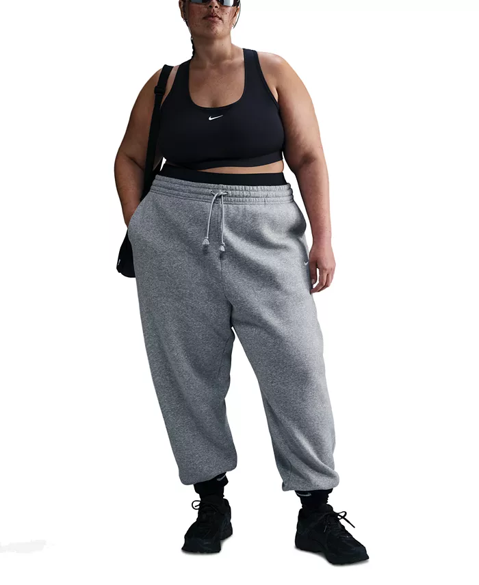 

Спортивные штаны плюс сайз Phoenix Fleece с высокой талией оверсайз Nike, серый