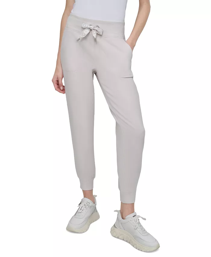 

Спортивные женские джоггеры с логотипом и шнурком на высокой талии DKNY, коричневый/бежевый