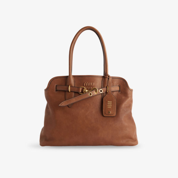 

Средняя кожаная сумка Aventure Miu Miu, цвет rovere