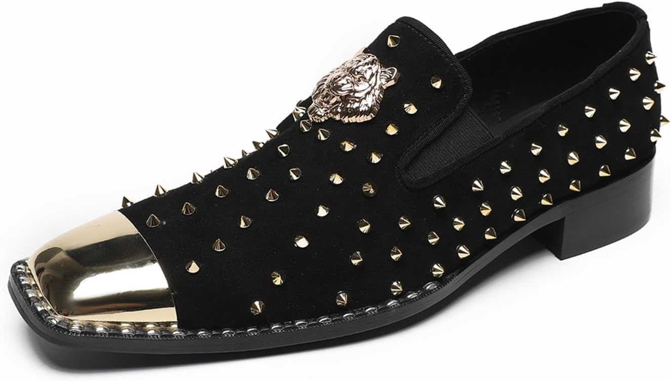 

Мужские лоферы Santimon без шнуровки для западных свадеб - золотые замшевые туфли с блестками и стразами, с металлическим квадратным носком для вечеринок, дискотеки и бальных танцев