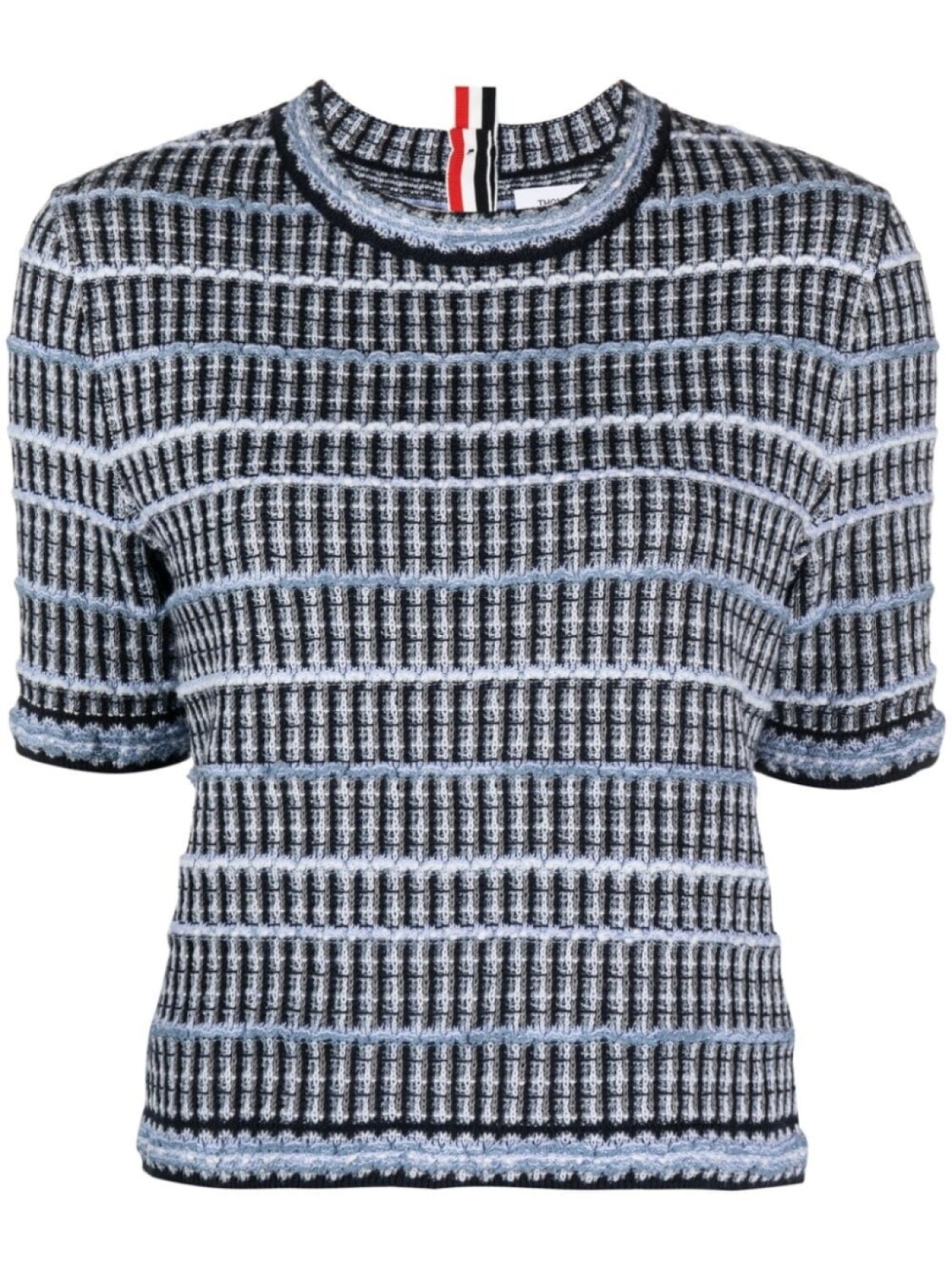 

Thom Browne твидовый топ с круглым вырезом, синий