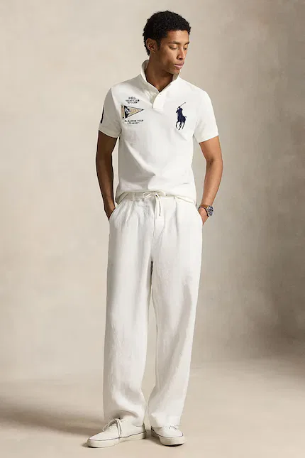 Футболка поло мужская из хлопка Polo Ralph Lauren, бежевый — фото 3