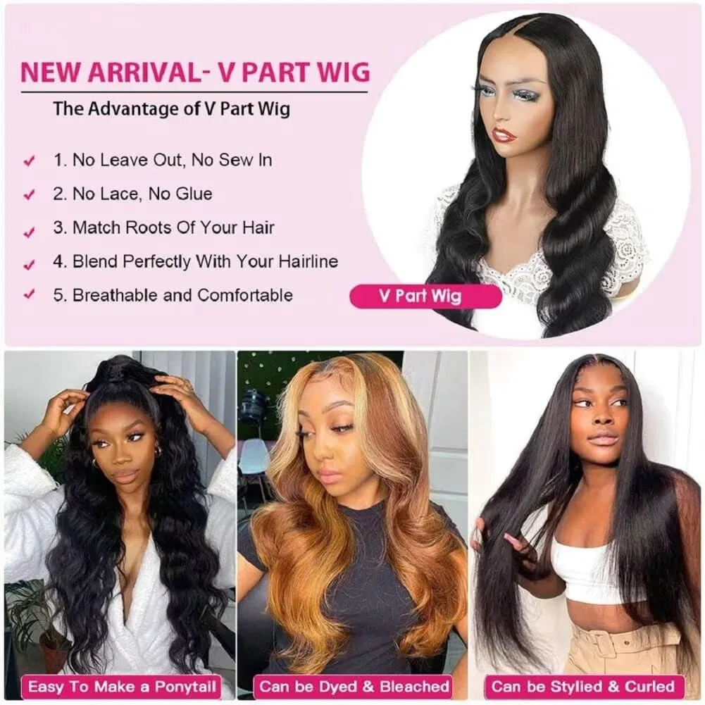 Женский парик «V Part Body Wave» из натуральных волос 45.7 см Vanmast, Body Wave V Part Wig Human Hair — фото 4