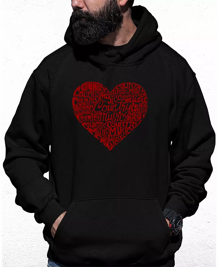 

Мужская толстовка с капюшоном "Country Music Heart Word Art" LA Pop Art, черный
